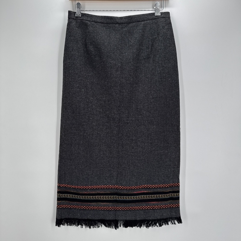 Vintage Requirements Skirt 18 Maxi Wool Blend Fringe Embroidered Boho Western